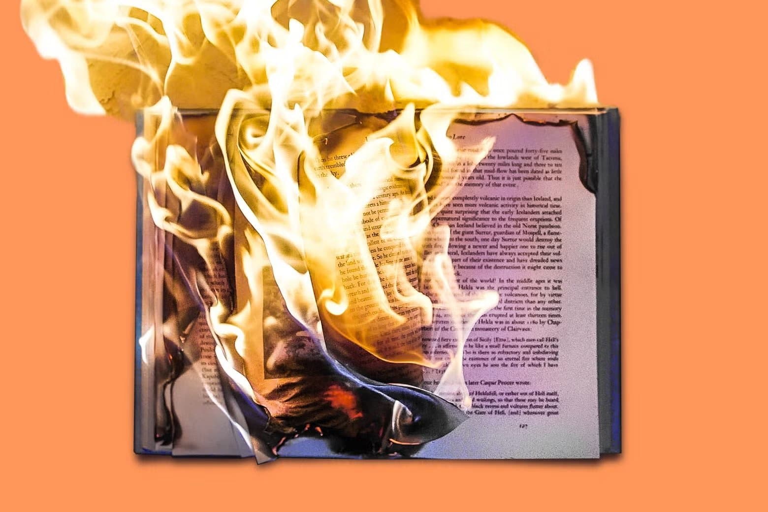 A book burning depicting censorship. Sourced from slate.com